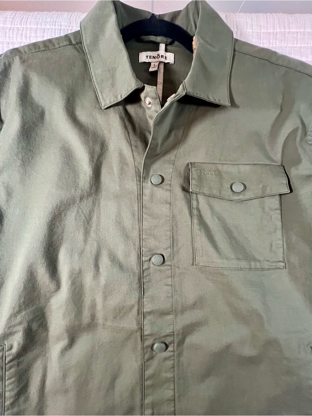 Tenore TWILL SHIRT JACKET Men’s L Olive Green Cotton Blend Overshirt NWT $138